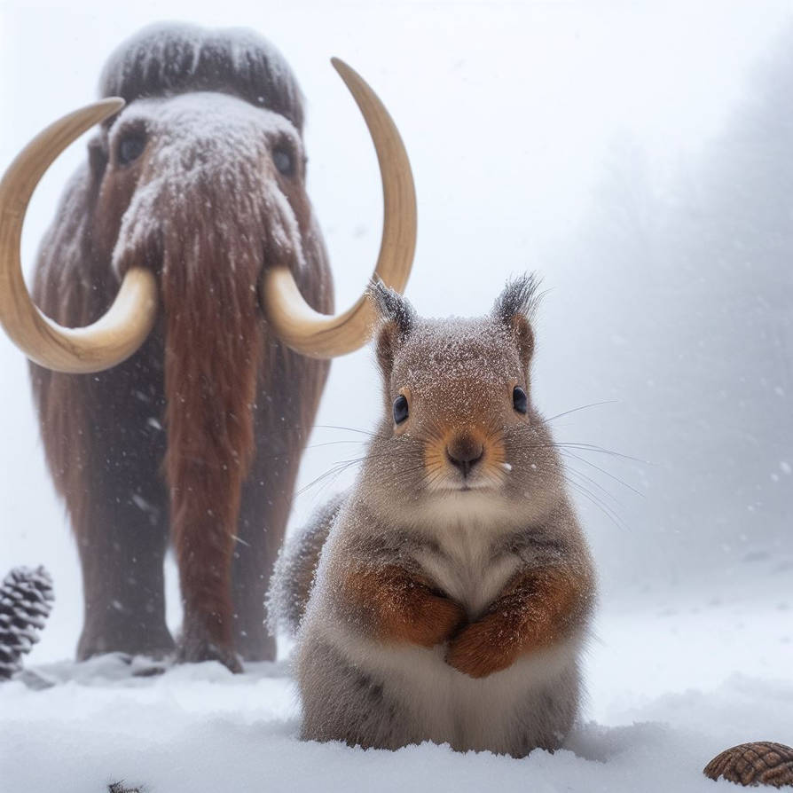 A furry Korean squirrel standing next to mammoths by rtxrkibi on DeviantArt