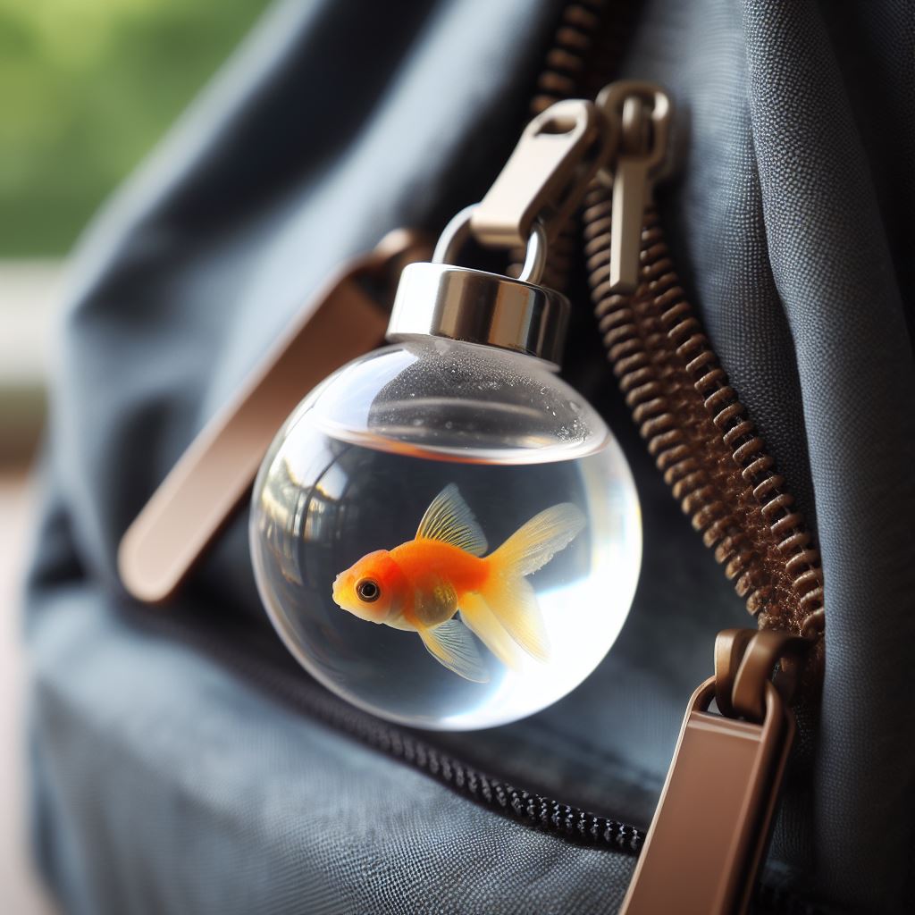 goldfish inside attached to a school bag zipper by rtxrkibi on