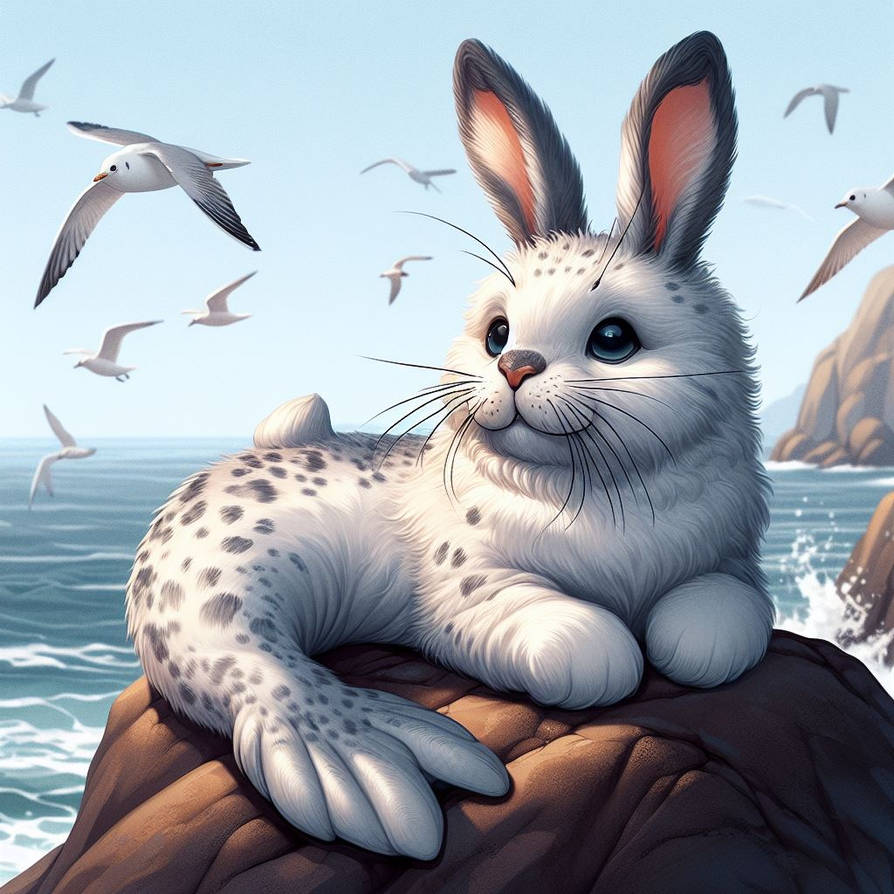 A hybrid animal that is half seal and half rabbit by rtxrkibi on DeviantArt