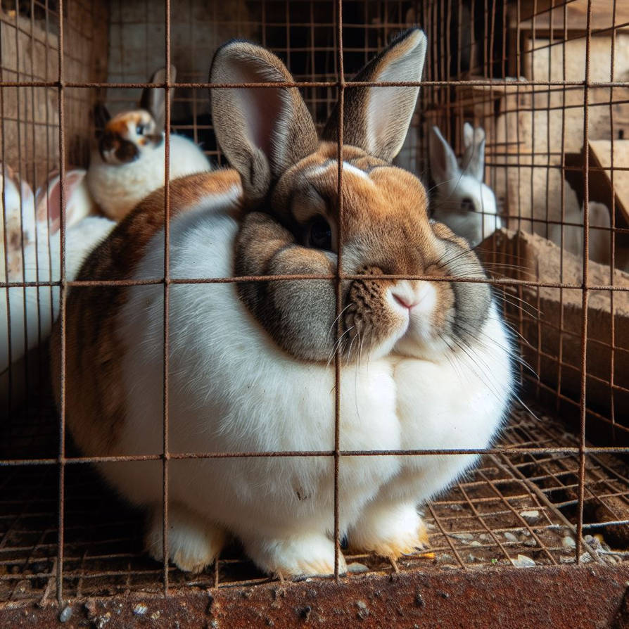 Fat rabbits in a chicken coop with a rusty wire by rtxrkibi on DeviantArt