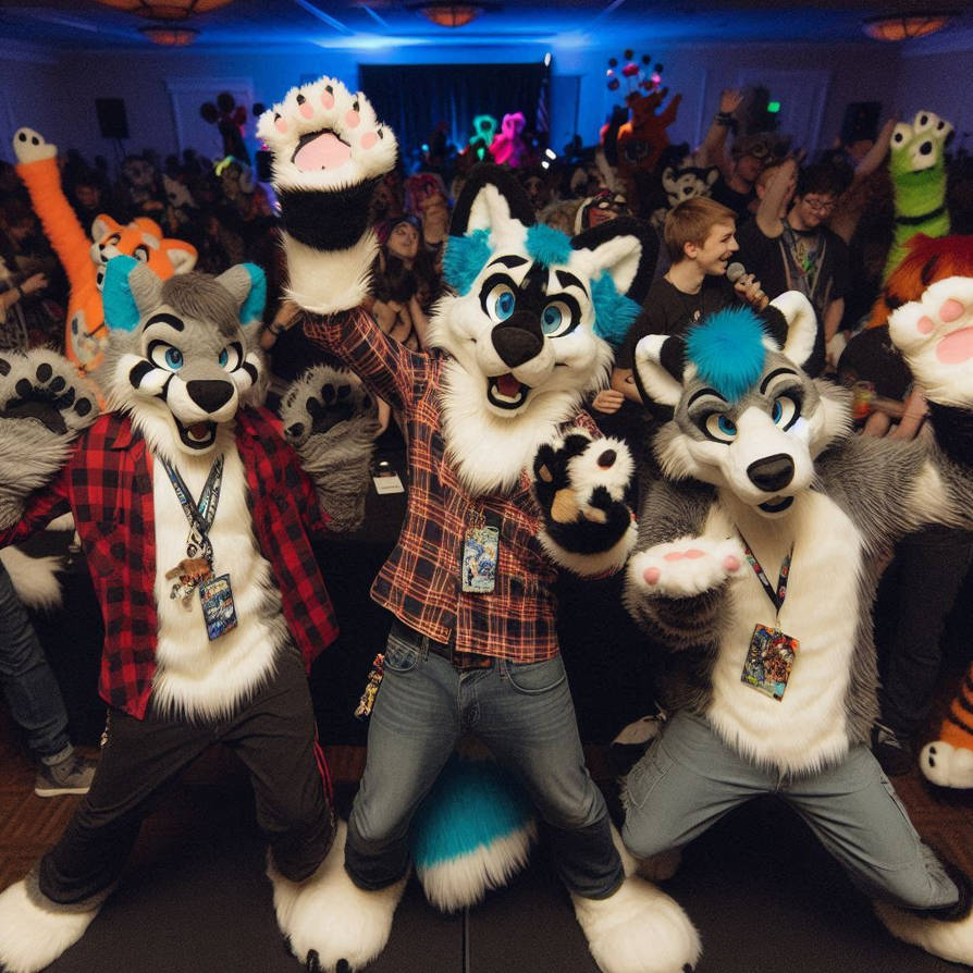 Furries dancing at a Furry Fandom themed costume by rtxrkibi on DeviantArt