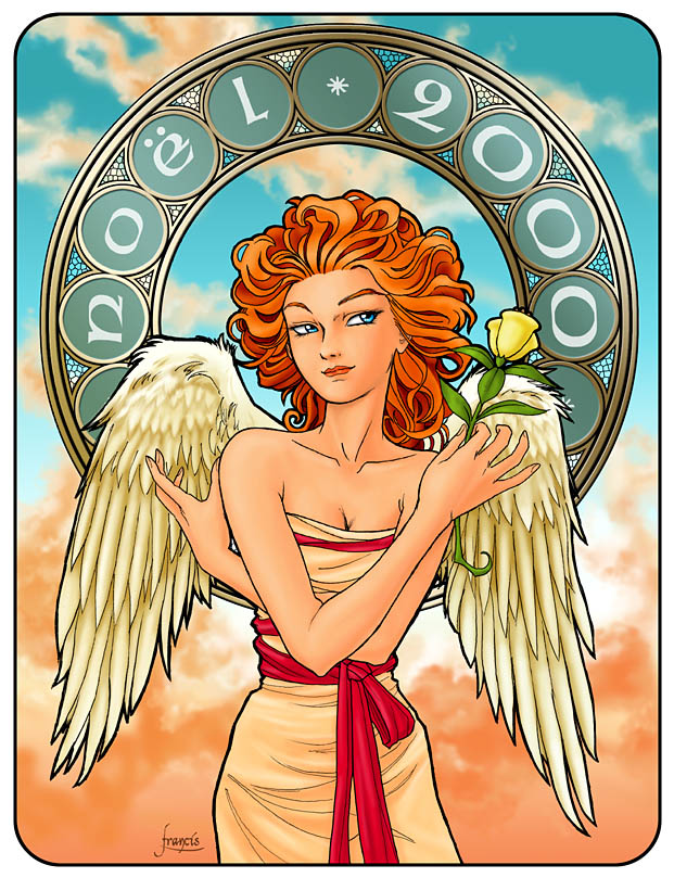 Mucha Angel Christmas Card