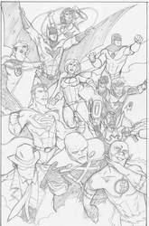 Justice League pencils by CrimeRoyale