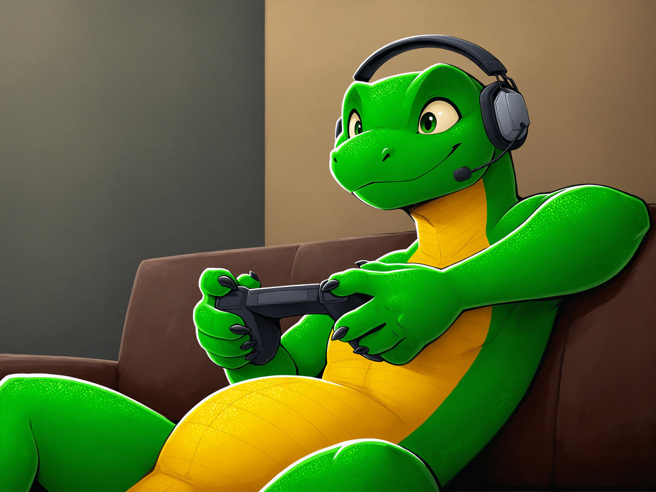 Lizard Streamer gamer lizard by AivorDragon on DeviantArt