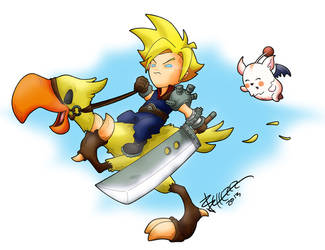 Cloud and Chocobo plus Moogle by donovanscherer