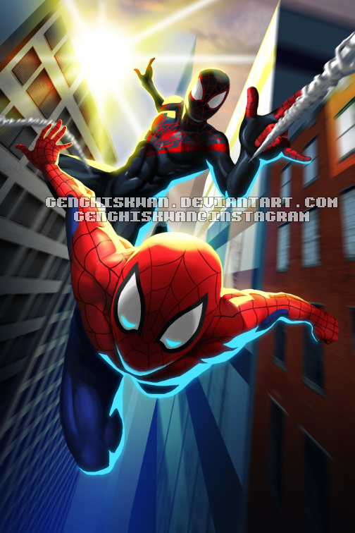 Spider-Man Peter Parker and Miles Morales