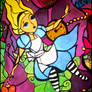Alice falling Wonderland on canvas as Acrylpaint