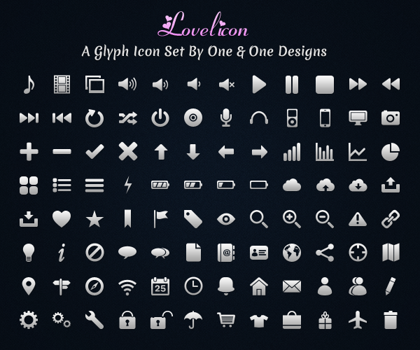 Lovelicon - A Glyph Icon Set by oneandonedesigns