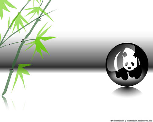 Panda in the Ball with Bamboo