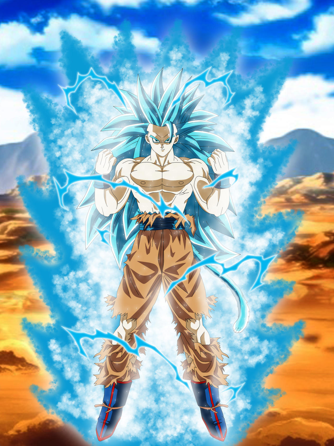 Goku Super saiyajin Blue após absorver - Daiko O Saiyajin