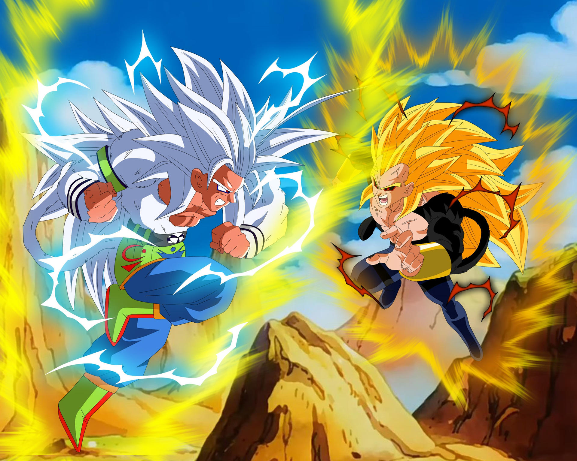 Goku SSJ5 vs Vegeta SSJ5 by Jtyeah on DeviantArt