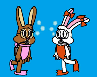 Beehonie and Cadbury Caramel Bunny swiming