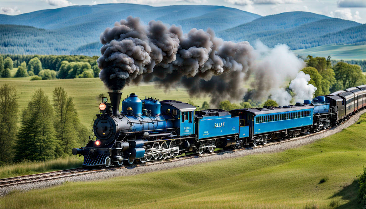 Blue steam locomotive pulling passenger train by amtrakboy93 on DeviantArt