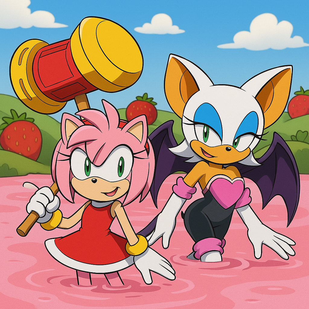 Amy Bat Rabb Amy Rose and Rouge The Bat in the strawberry lake by Davichonostalgic ...