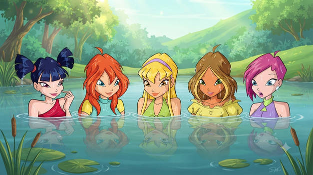Winx club wet in the lake