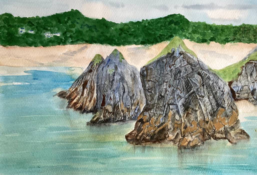 Watercolour week8 - 3 cliffs bay, sort of!