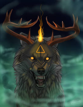 Digital painting - Fire wolf