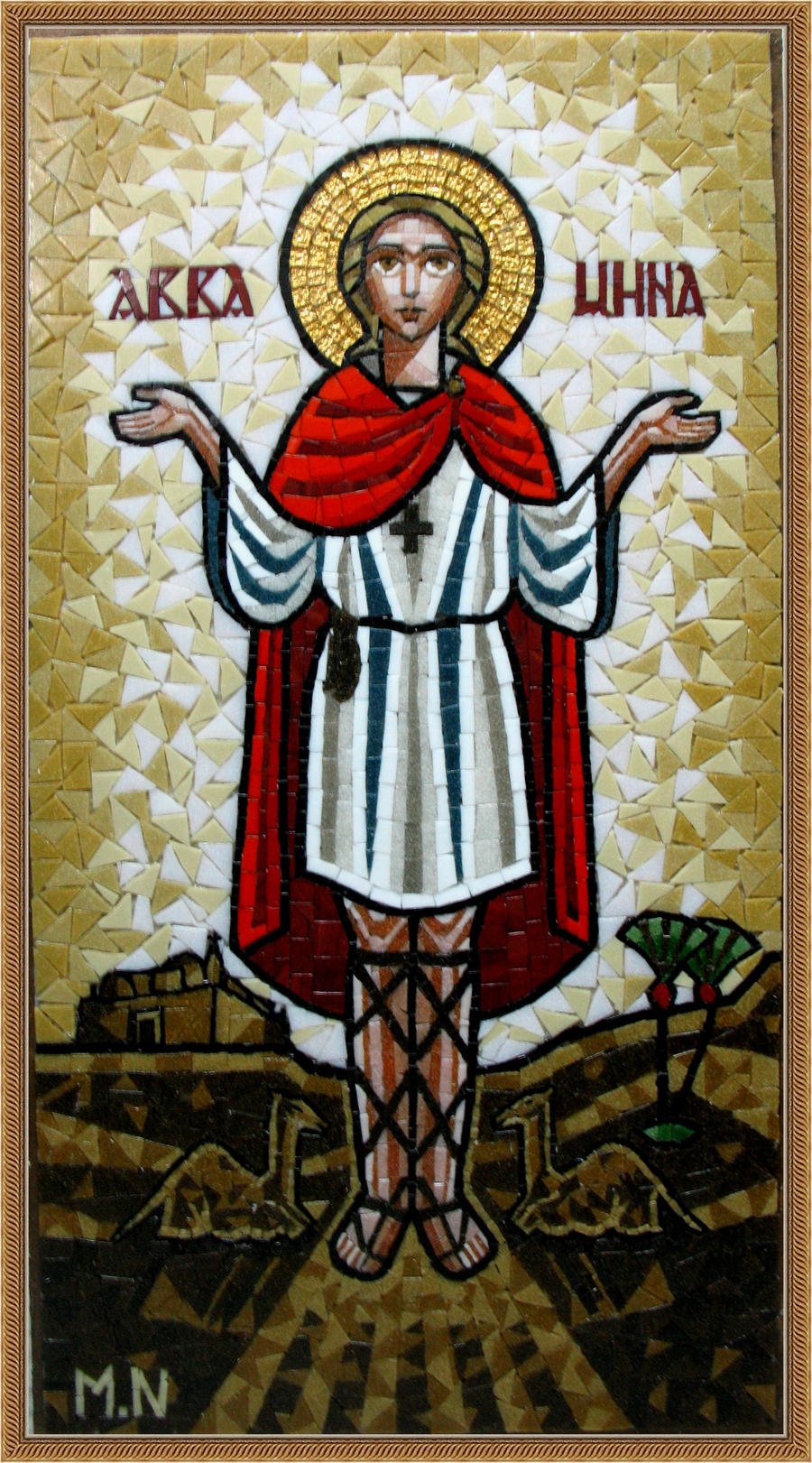 coptic icon mosaic-saint Mina