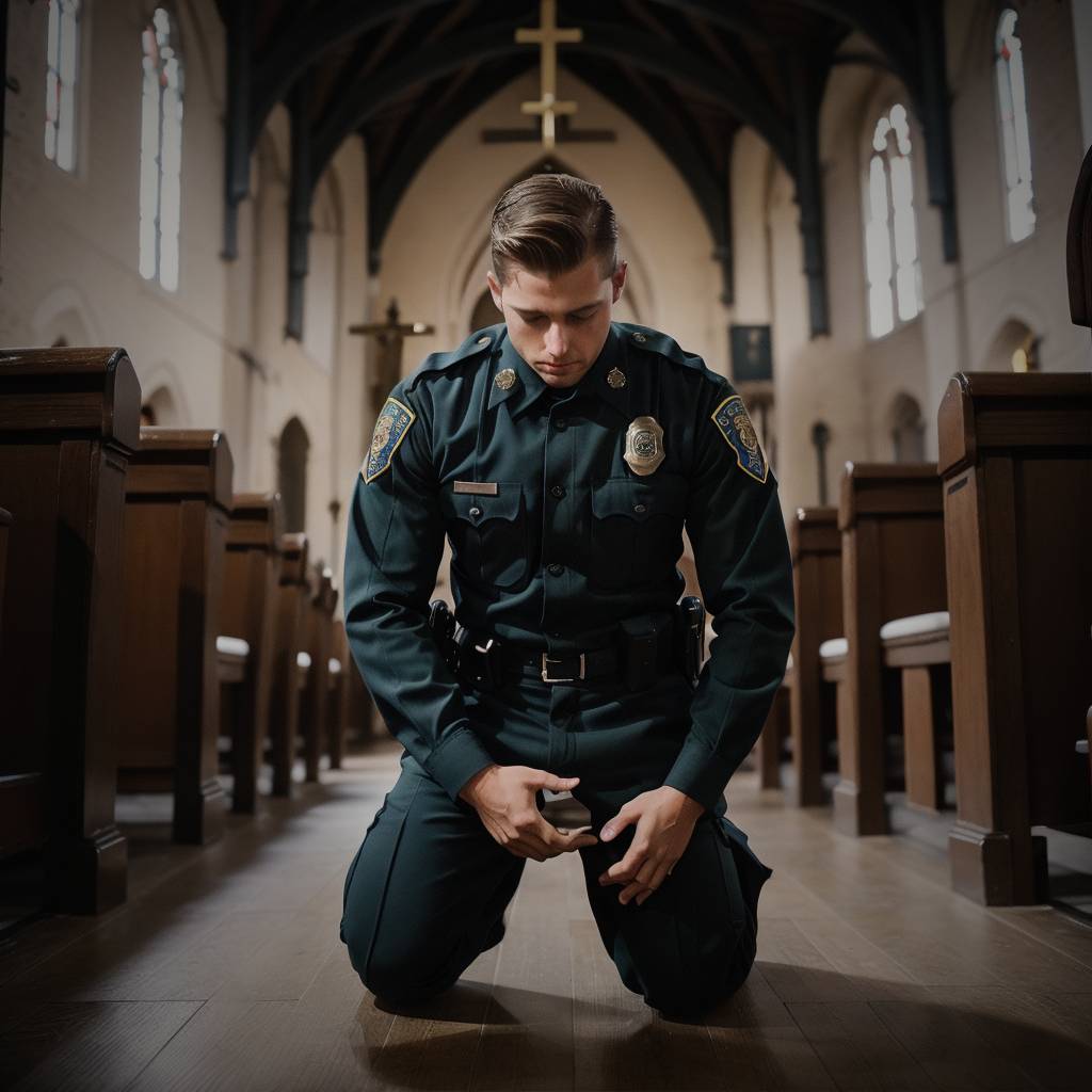 Police Angel Young Police Officer Praying in a church. by JillMcK2002 on DeviantArt