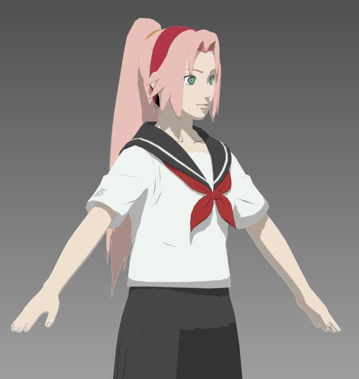 Schoolgirl Sakura Ponytail Mod WIP