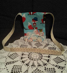 Small fox and doily fabric shoulder bag