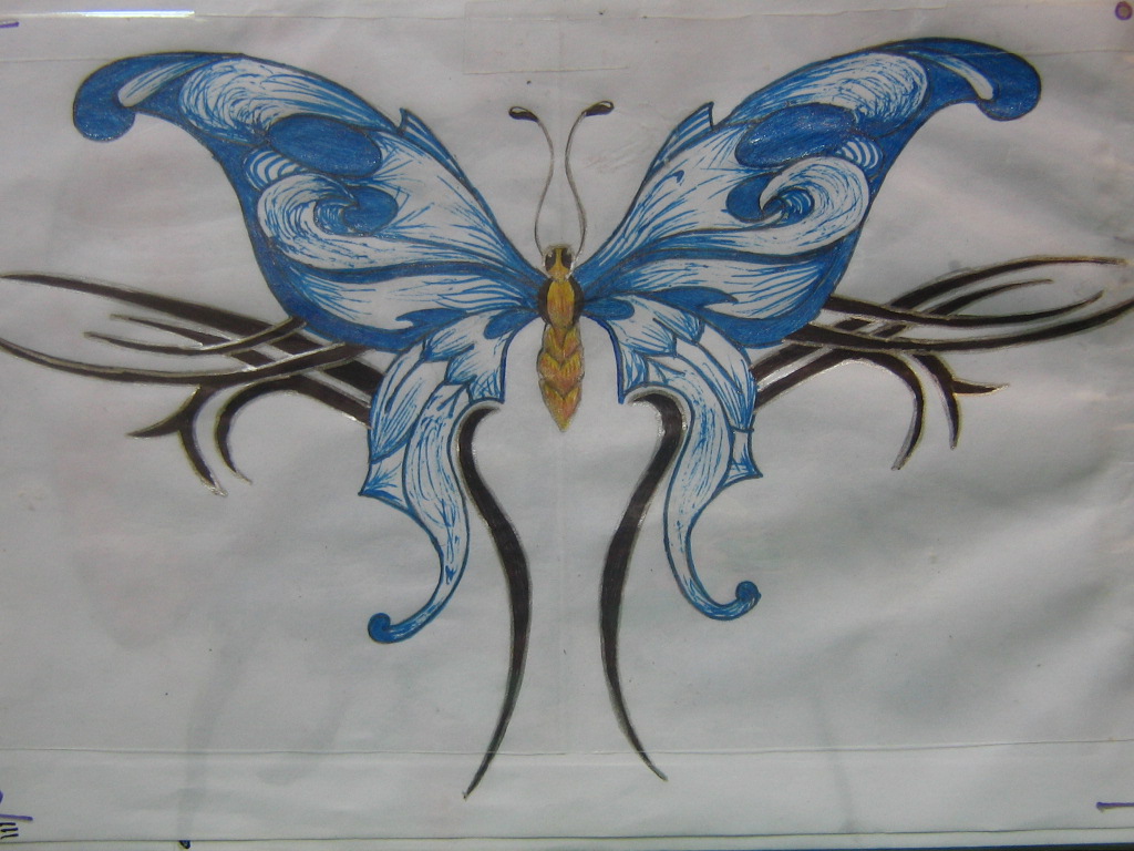 Blue Butterfly Tattoo