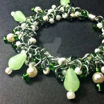 Mint and Pearl Shaggy Loops Chainmaille Bracelet by Rosie-Periannath
