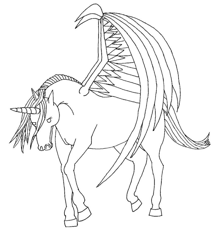 unicorn with wings +lineart+ by royalphoenix on DeviantArt