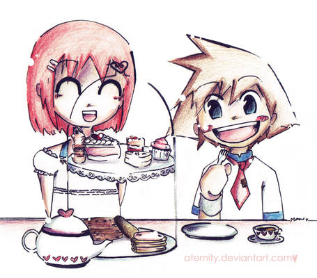 Kairi+Sora: tea party anyone?