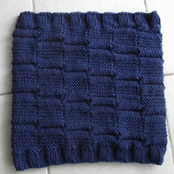 Blue knitted cowl