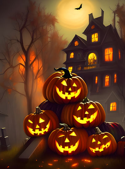 Haunted House With Jack O'Lanterns - with AI! by CreedStonegate on ...