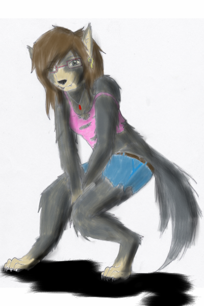Colored Wolf Girl Lineart