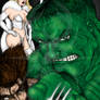 Wolverine and Hulk fight over Emma Frost in Color