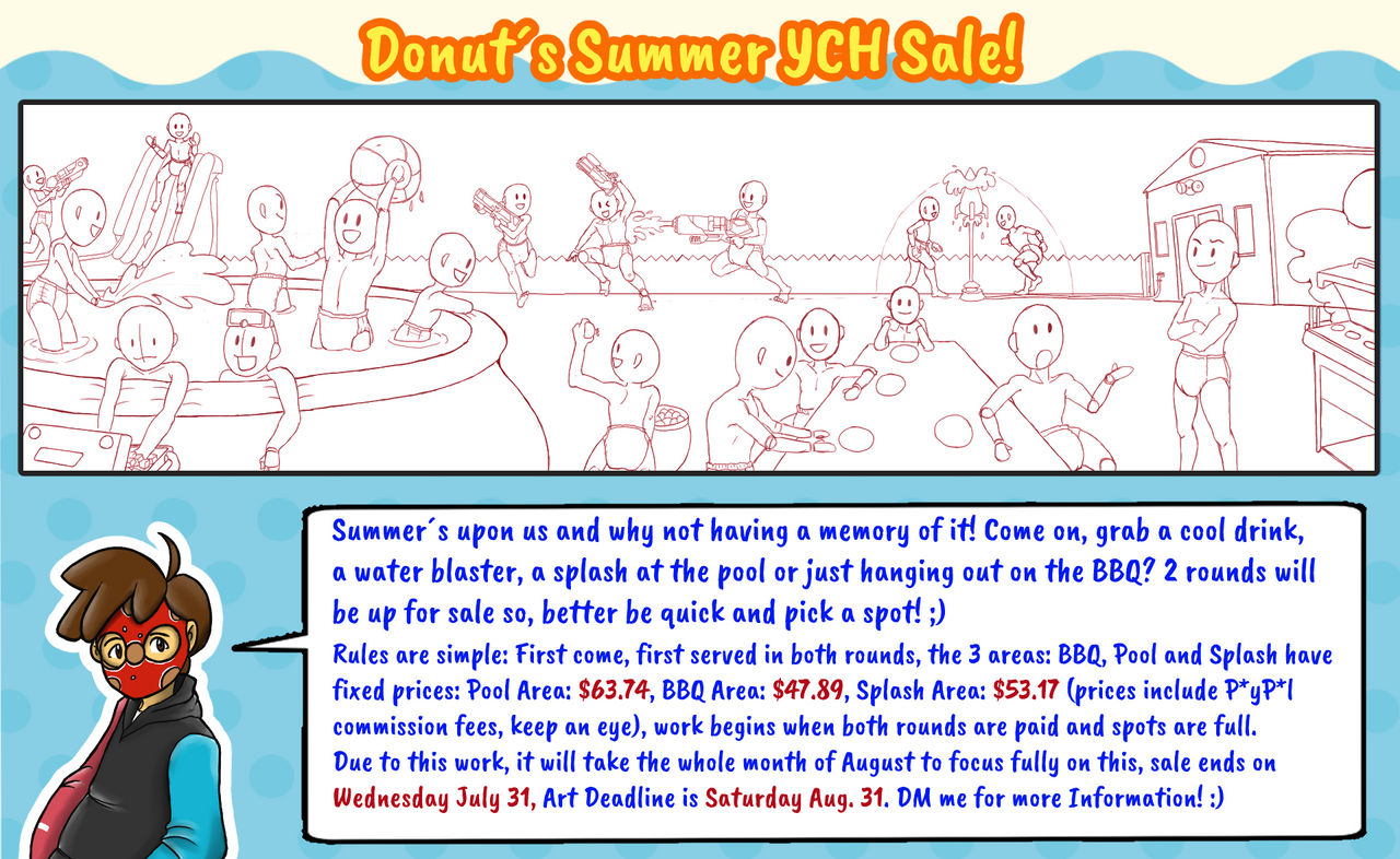 Party Ych YCH Pool Party Summer promo by DonutTire on DeviantArt