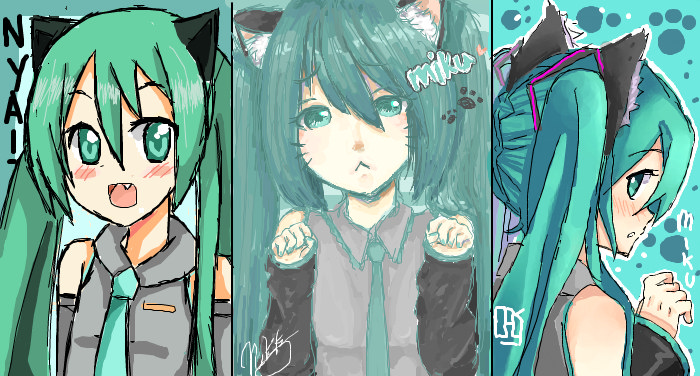 :iScribble: Black Nekomimi Mikus