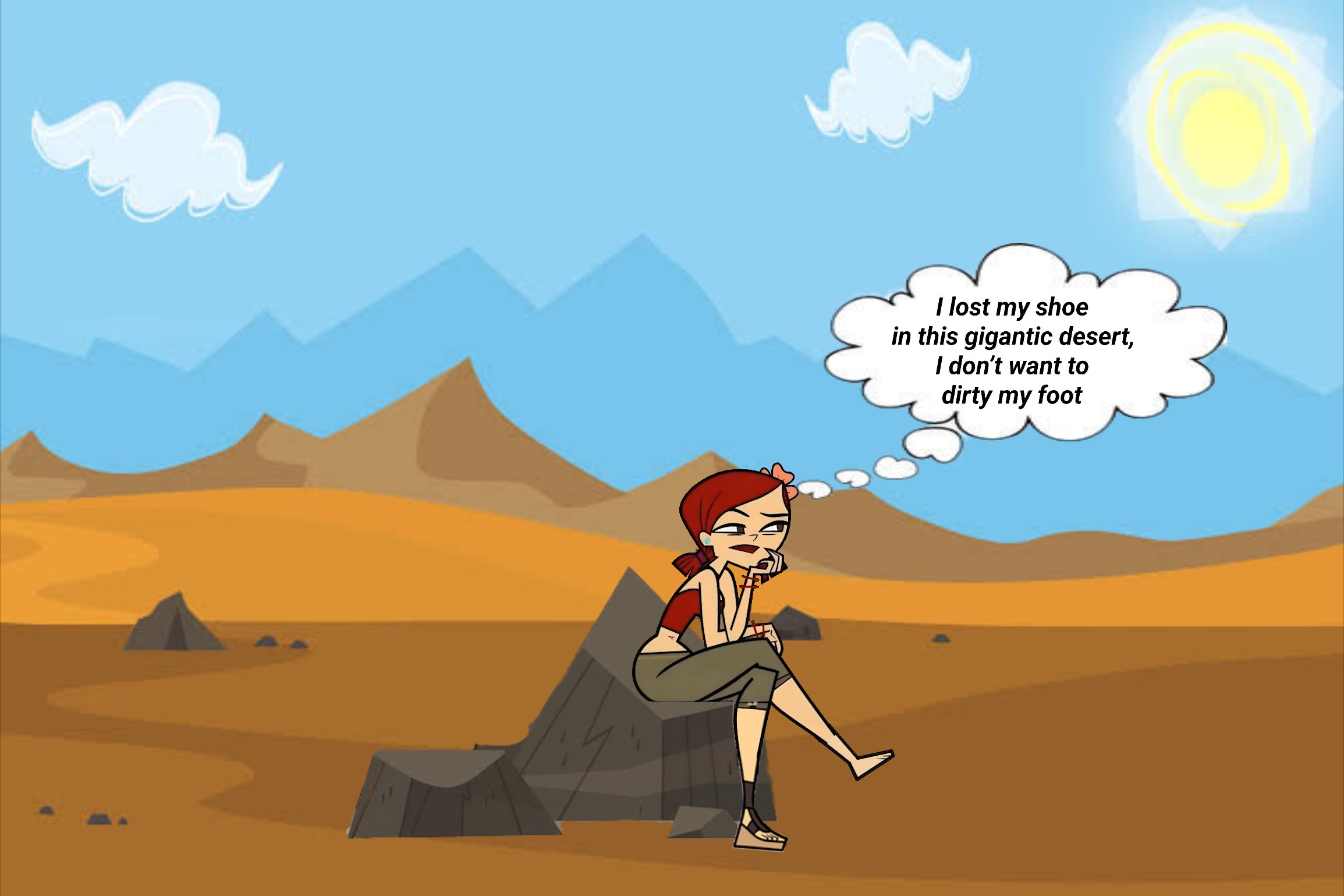 Zoey lost her shoe in the desert by EROR343 on DeviantArt