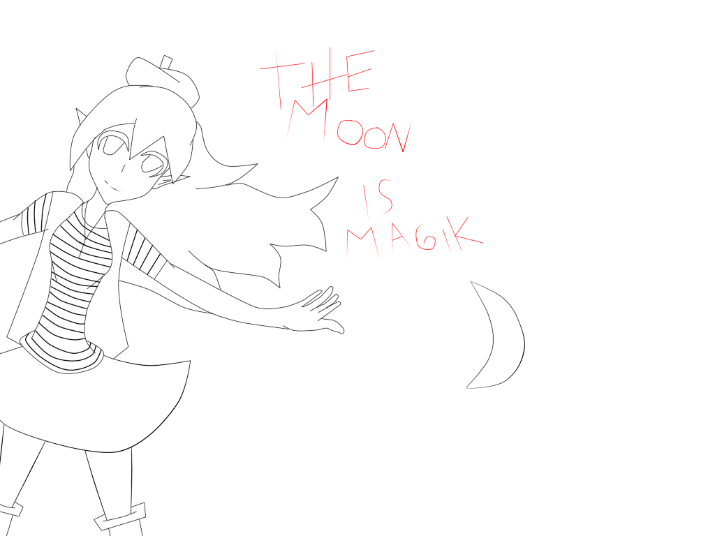 Diana:the moon is magic lineart