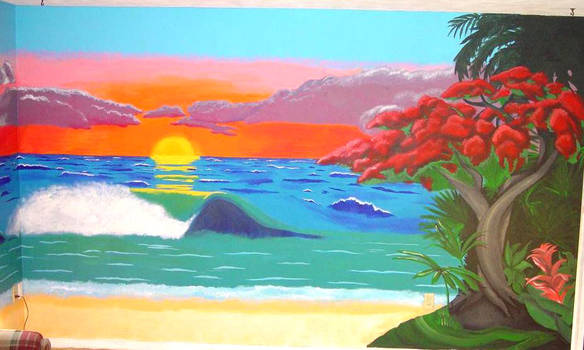 Tropical Sunset Mural