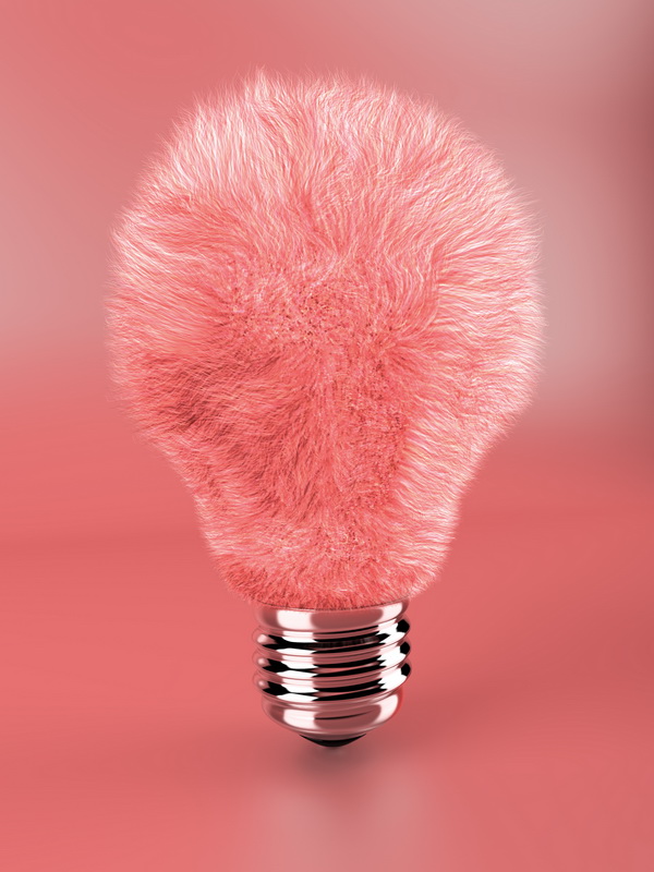 Pink fluffy lamp bulb