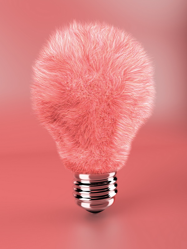Pink fluffy lamp bulb by Geckly