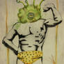 Macho Man with Watercolor Head #1
