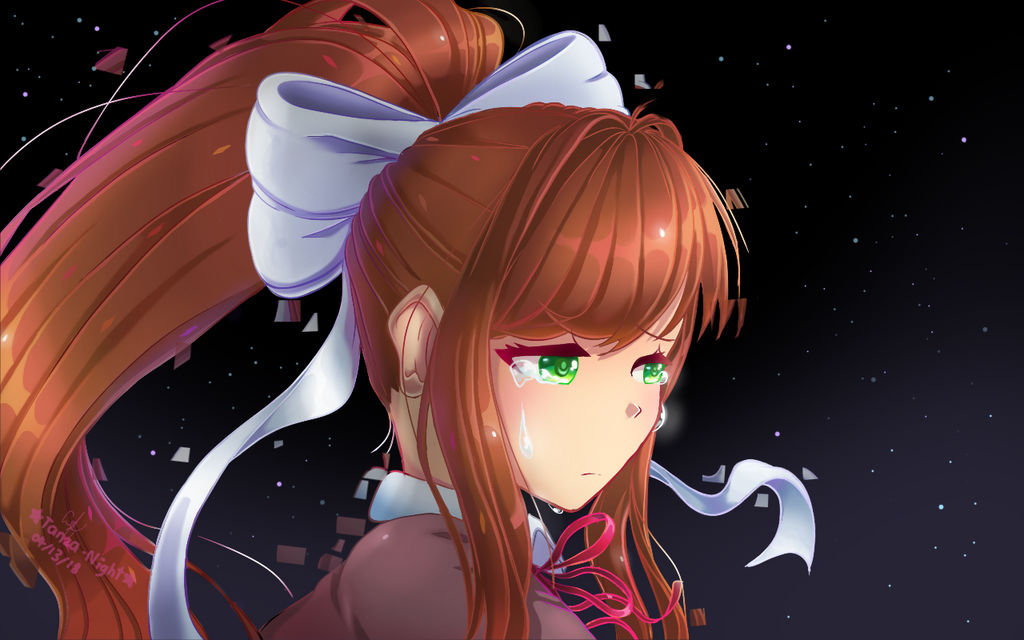 Just monika на русском. Моника DDLC плачет. ДДЛК Моника crying. DDLC Monika Sad. Monika DDLC Cry.