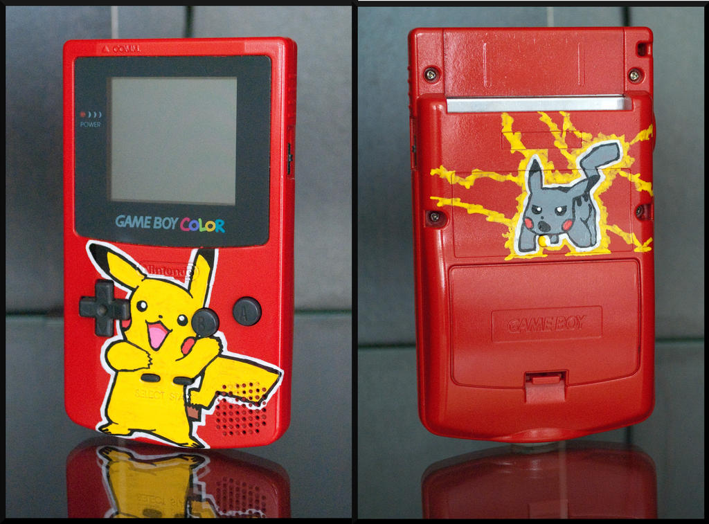 Pikachu Gameboy Color Rear Sticker Custom Painted Gameboy - Pikachu by Jarina13 on DeviantArt
