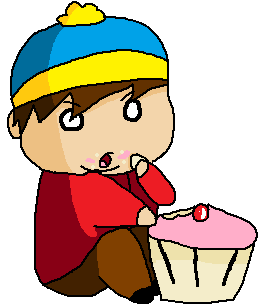 Cartman eating a cupcake