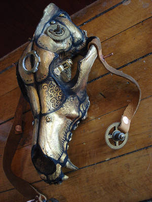 steampunk wolf skull