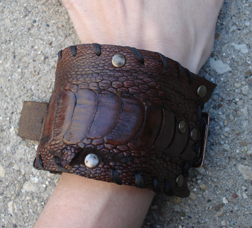 Ostrich hide buckle cuff