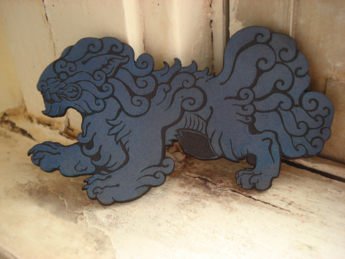 Foo Dog barrette- ash blue