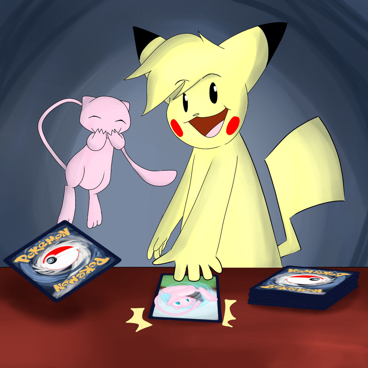Pikachu y Mew by GatoMeowArt on DeviantArt