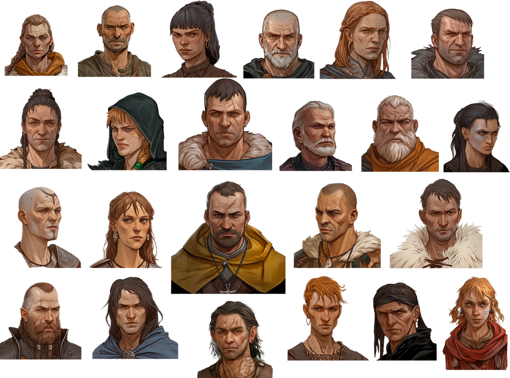 NPC portraits by matteobenf on DeviantArt