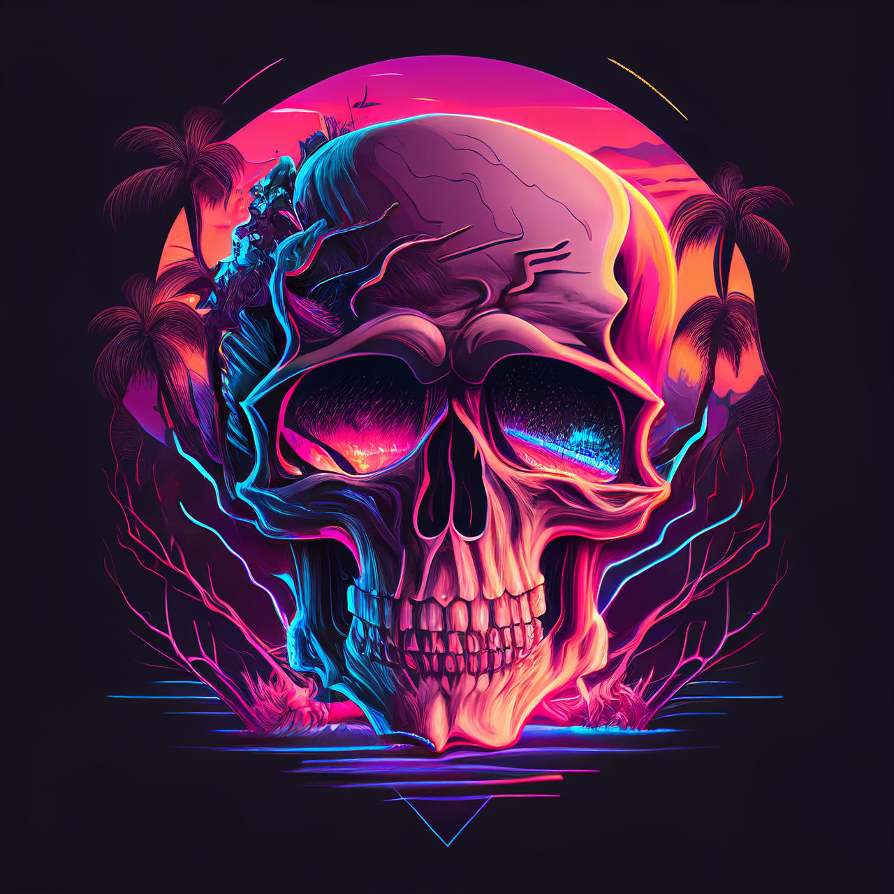 Retrowave Skull 26 by karaavare on DeviantArt